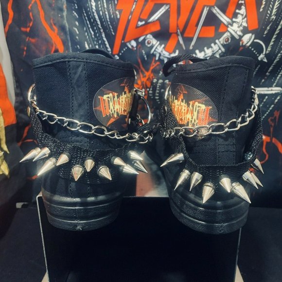 Punk Studded Skate shoes A-5 Spikes Strap And Chai - Picture 5 of 11